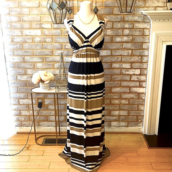 Motherhood Striped Sleeveless V-Neck Maxi Dress, Women’s Size Lrg ⭐️HP WINNER ⭐️ - Picture 7 of 10